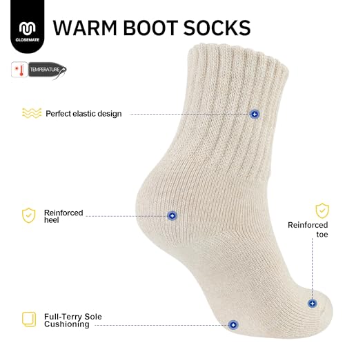 CLOSEMATE Womens Thick Full Cushioned Thermal Warm Boot Socks for Winter 3 Pairs2