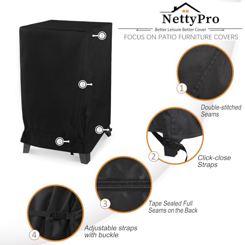 NetttyPro Smoker Cover for Outside Electric Masterbuilt Smoker 30 inch, Outdoor Waterproof Heavy Duty Square Vertical Small Grill Cover, 22" W x 20" D x 35" H, Black by NettyPro - Image 8