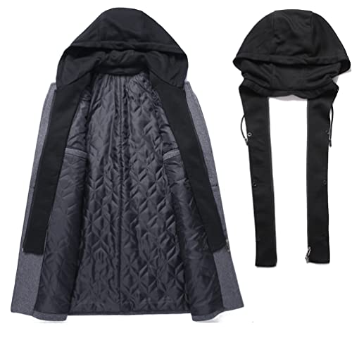 Luckyone Abrigo de Lana para Hombre 2 en 1 Invierno Trinchera Abrigos Slim Fit Outerwear Color Sólido Business cálido de trabajo de manga larga - imagen 3