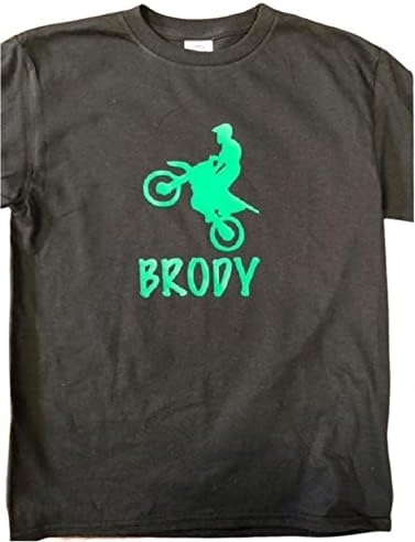 Personalize Custom Dirt Bike Shirt Boys Tshirt First Name Dirtbike Kids Toddler Youth t-Shirt White