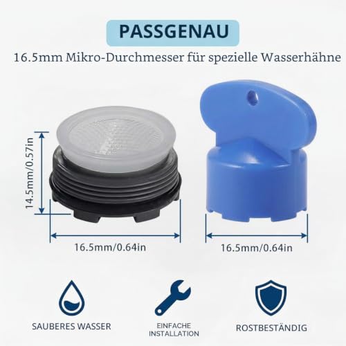 XEPWOLU 10 Stück, Perlatoren Für Wasserhähne, Perlatoren Mit Innengewinde M16, Wassersparender Strahlregler, Perlatoren Für Küchen Und Badarmaturen, 16.5Mm