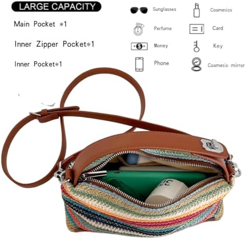 VoyaKode Small Woven Straw Crossbody Bag for Women,multicolored — view 6