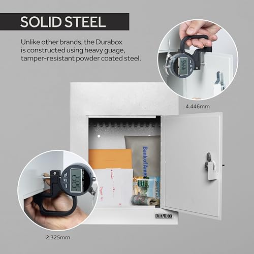 Durabox Through-The-Wall Drop Box Deposit Safe 17 x 13 x 7 - Heavy Duty Steel Mailbox with Lock for Receiving Mail, Checks, Letters, Cash and More for Home, Office and Commercial Use (D700) (Gray)