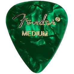Fender Lot de 12 médiators en celluloïd de qualité supérieure en forme de 351, vert Moto, taille M - Les Beatles, Paul McCartney, John Lennon, RIngo Starr, George Harrison