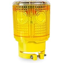 Aolyty LED Solar Strobe Warning Light 360 Degree Super Bright Waterproof IP48 for Construction Traffic Dock Marine Control Flashing Light Yellow