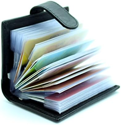STARHIDE Soft Genuine Leather Compact Credit Debit Card Holder Case with Removable Plastic Sleeves 210