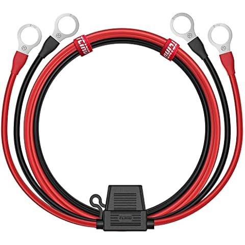 3/8" Ring Eyelet Terminal Battery Boost Cable Heavy-Duty 30A Fuse 12V/24V 12AWG Cord 3Ft Cover