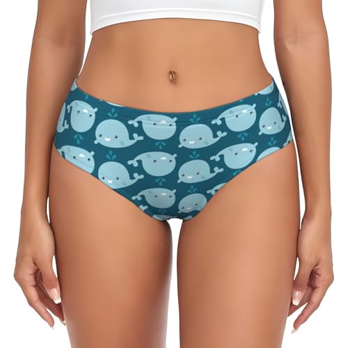 Kfjghhl Fond de baleines de dessin animé pour femmes, culotte taille haute, culotte de couverture, culotte grande taille, culotte respirante et extensible, Noir , S