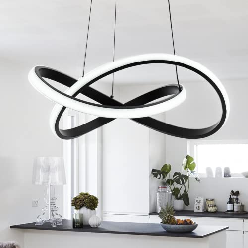 MAYNA Modern LED Pendant Light Fixture, Contemporary LED Chandelier with Irregular Ring Lights, Adjustable Modern Chandeliers for Dining Room Kitchen Entryway Living Room Bedroom, 6000K Daylight by MAYNA - Used condition - US$39.99