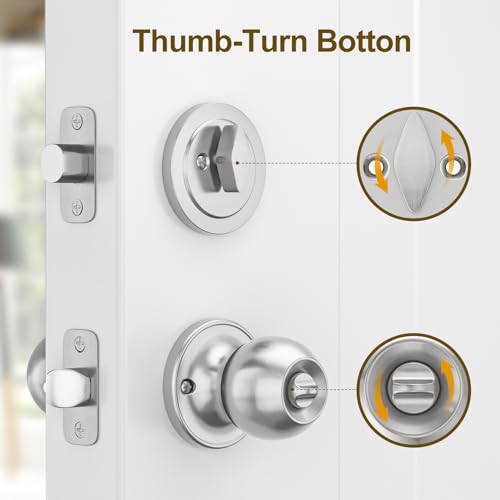 HOSOM Deadbolt Lock and Door Knob Set, Keyed Alike Exterior Door Lock Set, Entry Door Knob and Single Cylinder Deadbolt Combo for Entrance and Front Door, Satin Nickel, 1 Pack by HOSOM - Image 4
