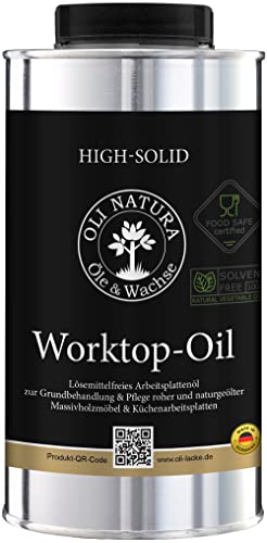 OLI-NATURA Worktop-Oil - Profi-Arbeitsplattenöl 500 ml, lebensmittelecht-zertifiziert (LFGB), lösemittelfrei, für Wohn-& Gastrobereich in Küche & Bad