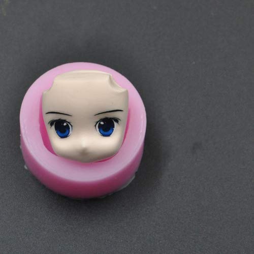 Welliestr Set Of 3 Mini Lovely Doll Face Silicone Fandant Mold Polymer Clay Mould,Clay Lovely Doll Face Cab Push Press Molds Mould (3.5Cm/1.4") #TOP3