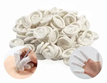 GLOBAL STATCLEAN SYSTEMS Anti Static ESD safe finger cots static discharge protector reusable rubber latex with high tensile strength universal size (100, White)