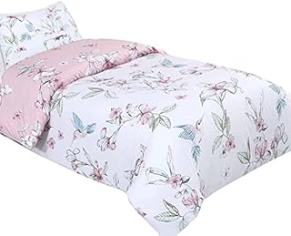 wilko Blush Humming Bird Floral Duvet Set Single, Polycotton Washable Reversible Duvet Set, W135 x D200cm