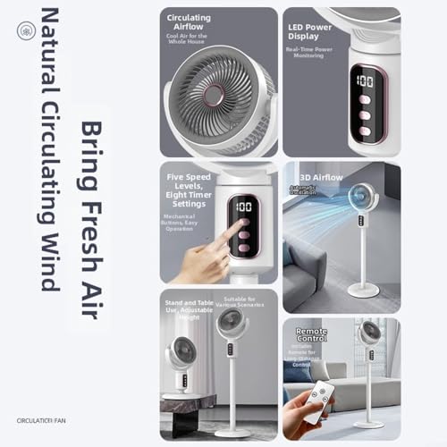 Ventilateur de sol rechargeable USB pour salon et bureau autonome 3-6h