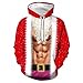 Produktbild Batnott Herren Weihnachtspullover Ugly Oversize Weihnachten Hoodie Rot Kleidung Druck Lustig Geschenk für Männer Langarm Christmas Sweatshirt Xmas Party Pulli Mit Kapuze XXXL