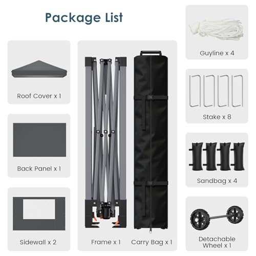 Raynesys Pop Up Canopy Tent for 10 People, Silver Coated Top, Effortless One-Push Setup, 10x10ft Portable Outdoor Gazebo with Sidewalls for Events, Gray - Image 6