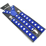 1.Flexible, puede ajustar LLZGPZBD Moda Corazón Azul Rojo Blanco Tirantes De 2,5 Cm De Ancho para Hombres Tirantes con Clip Tirantes Elásticos Delgados Tirantes De Espalda con Tirantes para Hombres