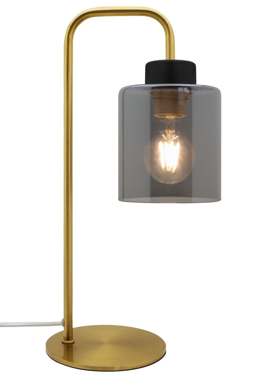 Long Life Lamp Company Brass Table Lamp Smoke Glass Shade Bedside Light Modern Desk Lamp T501