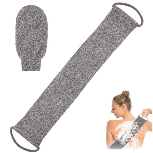 Éponge de Dos en Loofah Naturel pour Douche et Bain, Éponge Exfoliante avec Sangle pour un Nettoyage Doux et Massage du Corps