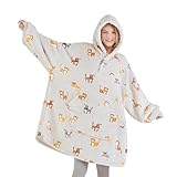 Degrees of Comfort Wearable Blanket Hoodie, Oversized Sherpa Hooded Blankets Sweatshirt for Women and Men - 38x32 inch Adult Size, Cats Printed
