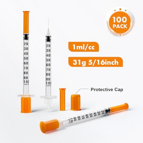 100팩 1ml/cc 31G 5/16인치 주사기, 실험실 주사기, 개별 패키지 — 사진 2