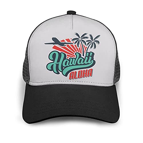 Unisex Sun-Proof Baseball Jean Caps, Mesh Trucker Hat Hawaii Logo Dad Hats for Men Unisex Fashionable Flexfit Cool caps for Adults