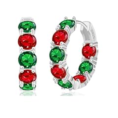 Silver Color-Christmas CZ Hoop Earring