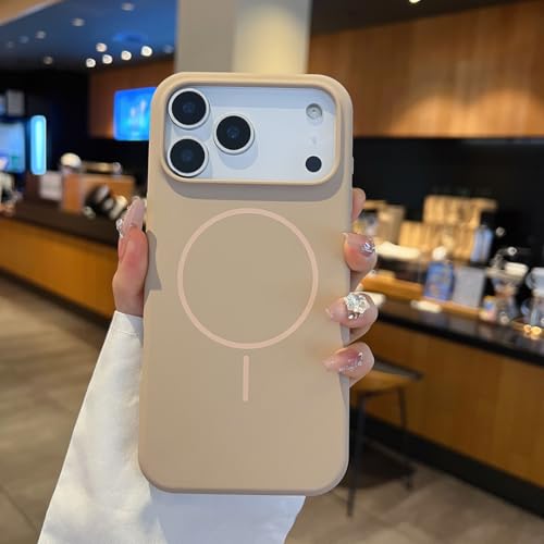 Coque magnétique iPhone 12 Pro Max silicone induction antichoc or désert