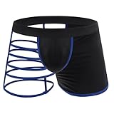Extlps Men's Lingerie Thongs G-Strings Underwear Half Boxers, Husband Birthday Gift, Blue
