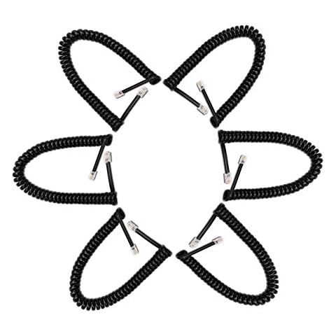 AIMIJIA Telephone Handset Cord,6Ft Modular Coiled Telephone Handset Cord for Telephone/Handset Black Curly Cord (6 Pack) Cover