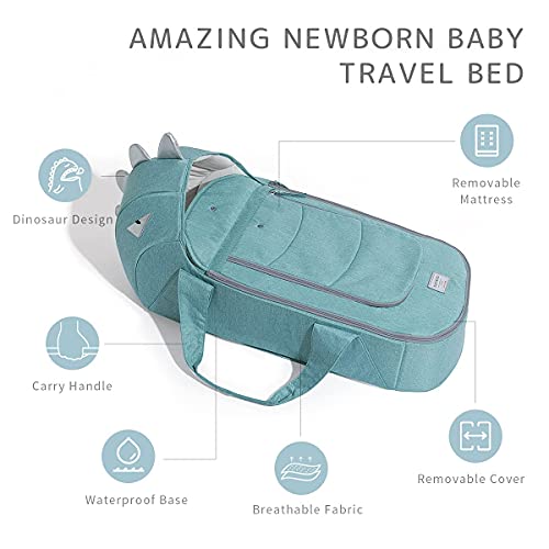 SUNVENO Baby Bed & Baby Lounger, Moses Basket Bassinet Bedside Sleeper Newborn Infant Travel Bed Carrycot for 0-12 Months (Green) - Thumbnail 4