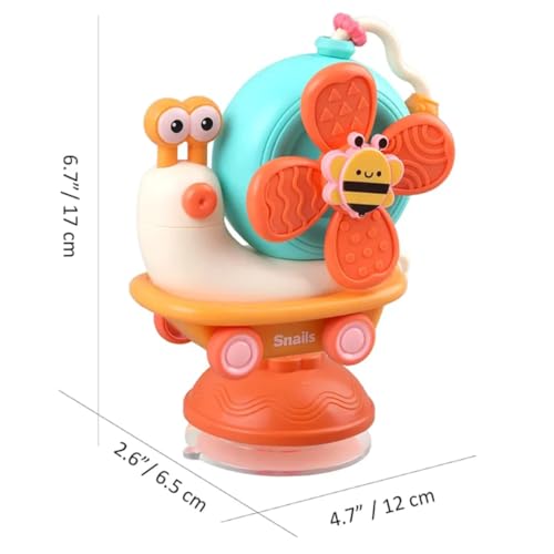 Image of Storio 5-in-1 Baby Suction Spinner Toy, Interactive Learning Set with Rattle and Sensory Play, for 6+ Months Kids - Orange & Cream (Pack of 2)