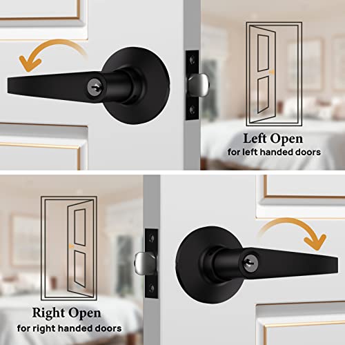 Vicmeon Entrance Lever Door Handle, Keyed Entry Door Lock, Entrance Door Lever With Keys For Exterior/Interior Doors, Reversible For Right And Left Side, Matte Black #TOP1