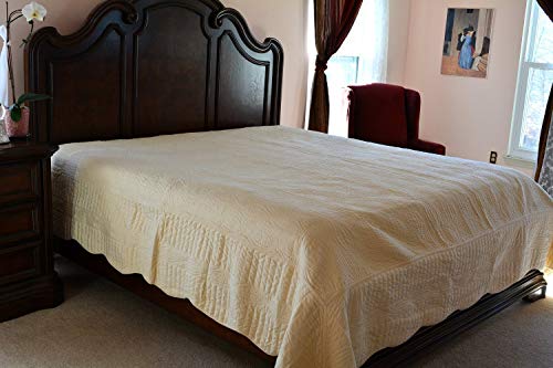 Bigote Home Fashion dxj109042 – 3s 3 Pieza Floral Paisely Exotic Alfombra mágica Colcha, Doble, sólido Beige