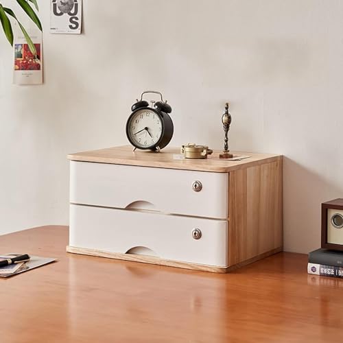 noxozoqm Flat File Cabinet, Wooden Desktop Storage Box With Lockable Drawers, Office Supplies A4/Receipt File Organizer(Color:E,Size:2 drawer)