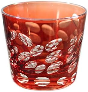 Amazon 切子グラス 食洗機対応 デザイングラス 単品 波水玉 赤 ロックグラス オンライン通販
