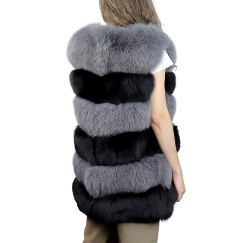Women's Two Toned Fox Fur Vest4