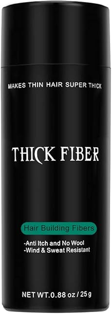 THICK FIBER Hair Building Fibres (Pack of 1, BLACK) Hair Fibres for Thinning Hair | Hair Powder for Thinning Hair 25g Bottle | Make Hair Look Thicker in Seconds with hair filler | for Women & Men