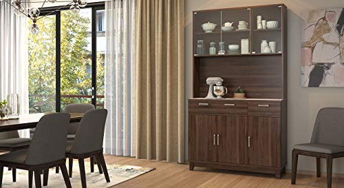 Image of Urban Ladder Alton 6 Door Tall Display Cabinet, Finish - Walnut