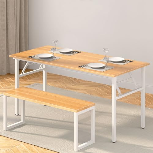 Image of Need Office Computer Desk 60 Inch Sturdy Folding Laptop Table Teak