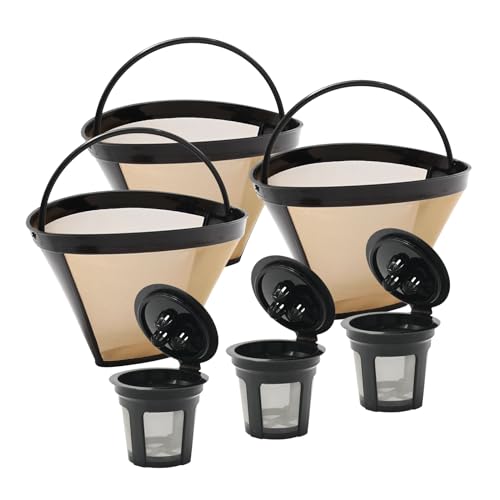 Anxingo Reusable Coffee Filter Replacement for Ninja Dual Brew Coffee Maker CFP301 CFP201, 3 Pack K Cup Reusable Coffee Pods and 3 Pack Coffee Maker Filter by Anxingo - Used condition - CA$21.84