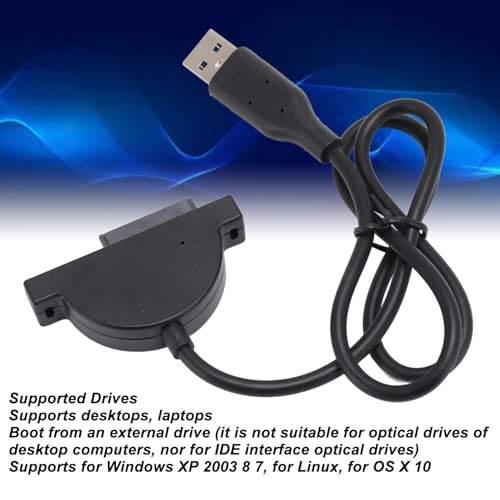 Cable USB 2.0 a SATA para unidad óptica de laptop miniatura 3