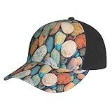 NHGFVT Schmetterlinge Blumen Baseball Cap für Männer und Frauen Verstellbare Outdoor Snapback Cap Gebogene Krempe Baseball Hut, Farbige Steine, One size