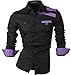 Jeansian Men's Slim Fit Long Sleeves Casual Shirts 8358 Black L