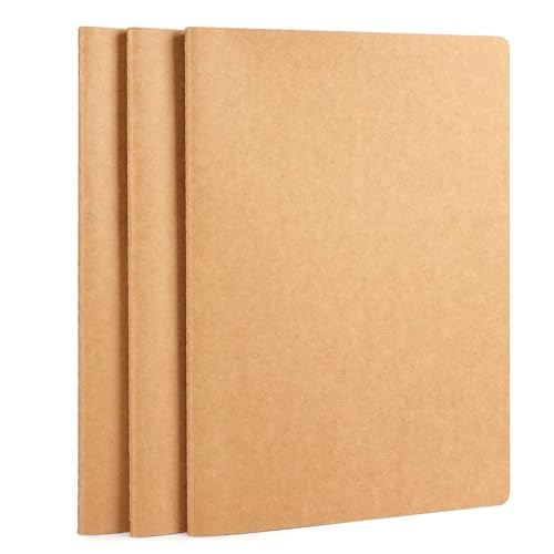 Notebooks A4 Dessin haut de gamme papier 100GSM épais et couverture kraft minimaliste 3 pièces