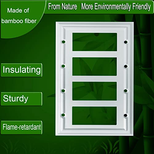 Wall Plates, Outlet Covers, Light Switch Plates, Decorator Light Switch Cover, Bamboo Fiber Material Wall Plate, Standard Size Wall Plates of various styles, White (4 Gang Decorator 1 Pack) by Funkiim - Image 4