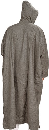 Image of Exotic India Men's Woolen Blend Kashmiri Phiran with Hood | Pure Wool Long Overcoat-Oversized Phiran for Men