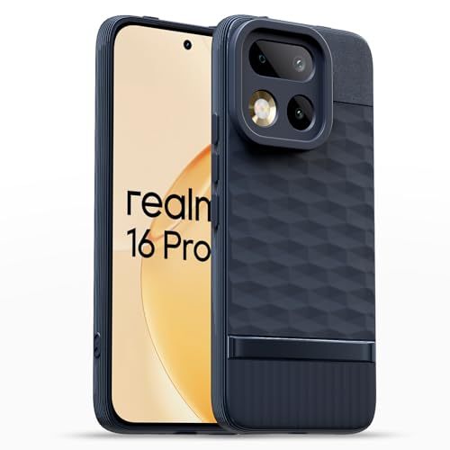 Image of Pikkme Back Cover for Realme 16 Pro 5G Camera Protection 3D Hexa Cube Design Silicone Protective Bumper Case (Blue)