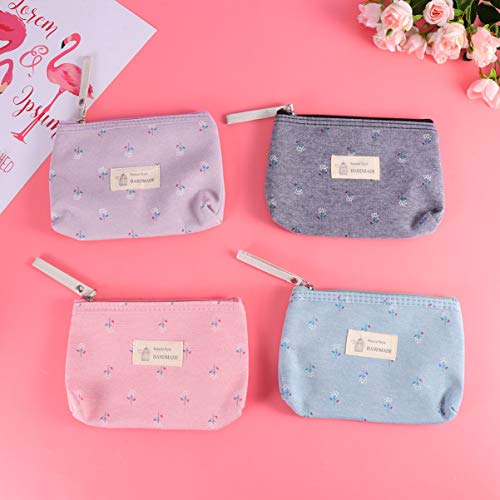 Leorx 4 peças de sacos de cosméticos para maquiagem com padrões de flores, bolsa de maquiagem e bols